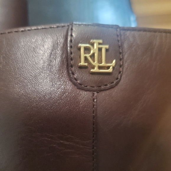 Ralph Lauren Shaley wedge booties espresso brown leather - Picture 3 of 8